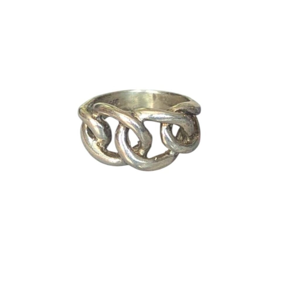 Chunky Braided Link Knot Twisted Sterling‎ Silver 925 Boho Modern Brutalist Ring